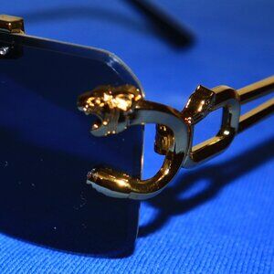 Black and Gold High Fashion Sunglasses - Gold Tiger - Frameless - Anti Glare